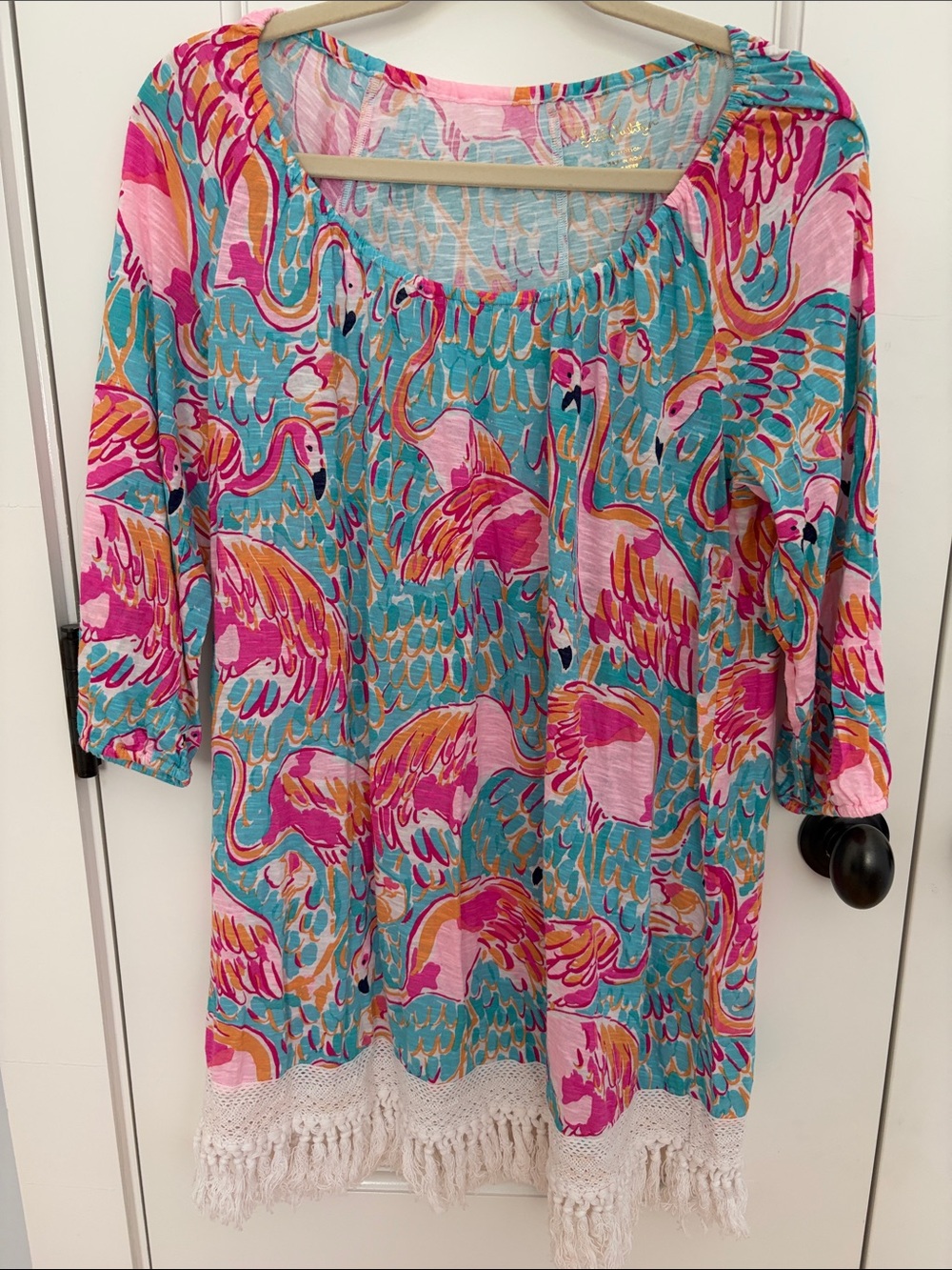 Lilly Pulitzer  Alia Dress/ Cover Up in Peel and Eat Flamingo print sz M